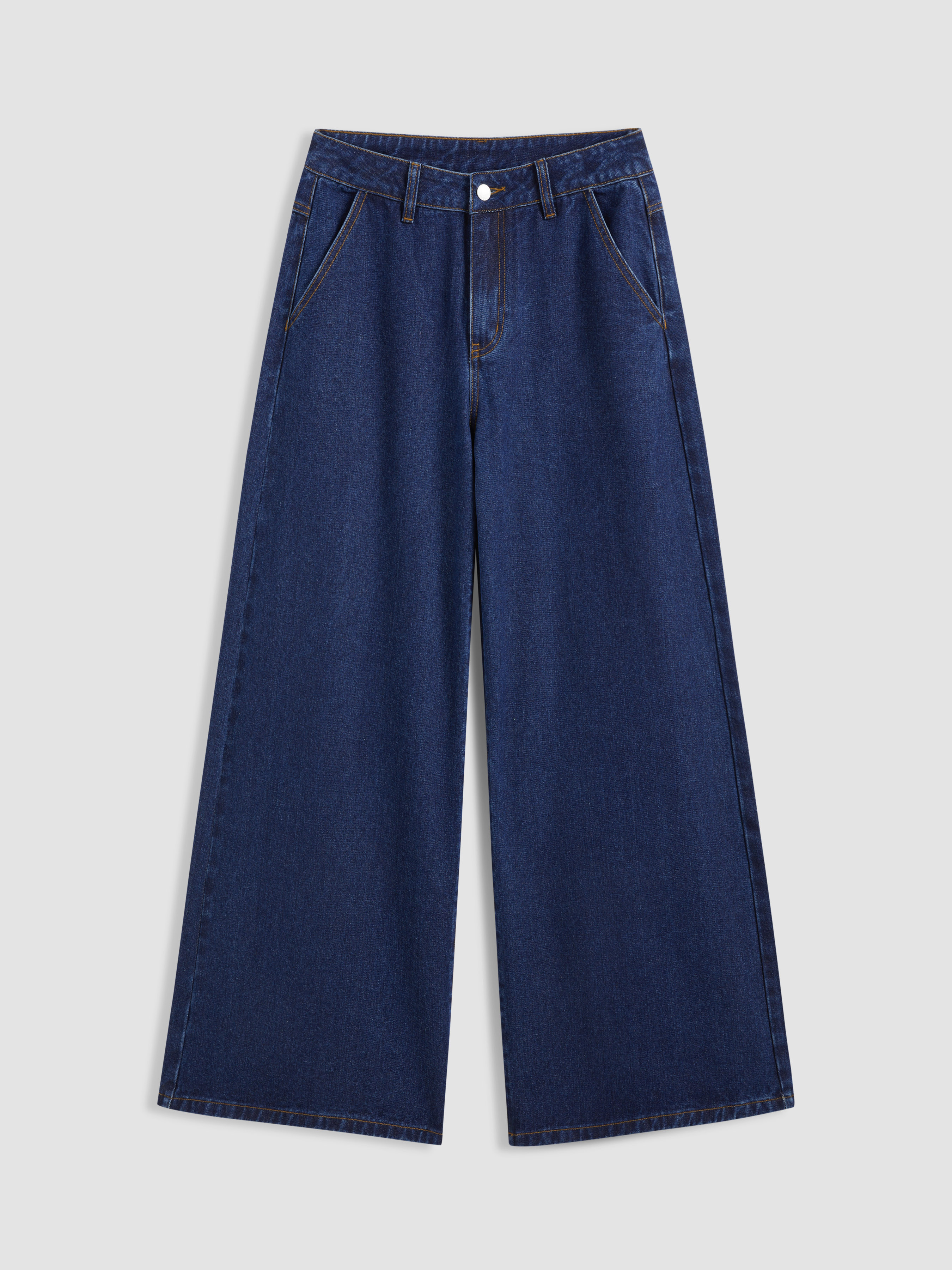 Basic & Thermal Denim Cider Denim Mid Rise Solid Pocket Baggy Jeans For School Daily Casual | Cider