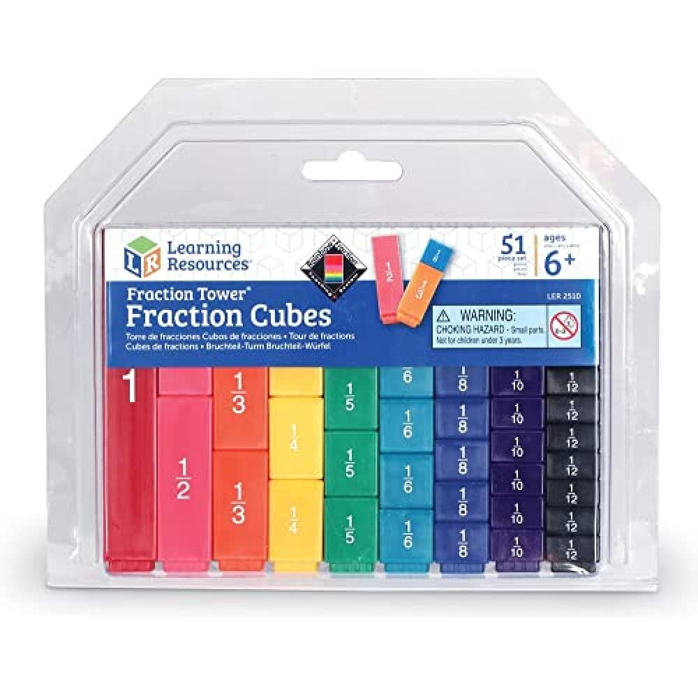 Learning Resources Fraction Tower Fraction Cubes, Kids Blocks, 51 Piece Set, Ages 6+ | Amazon (US)