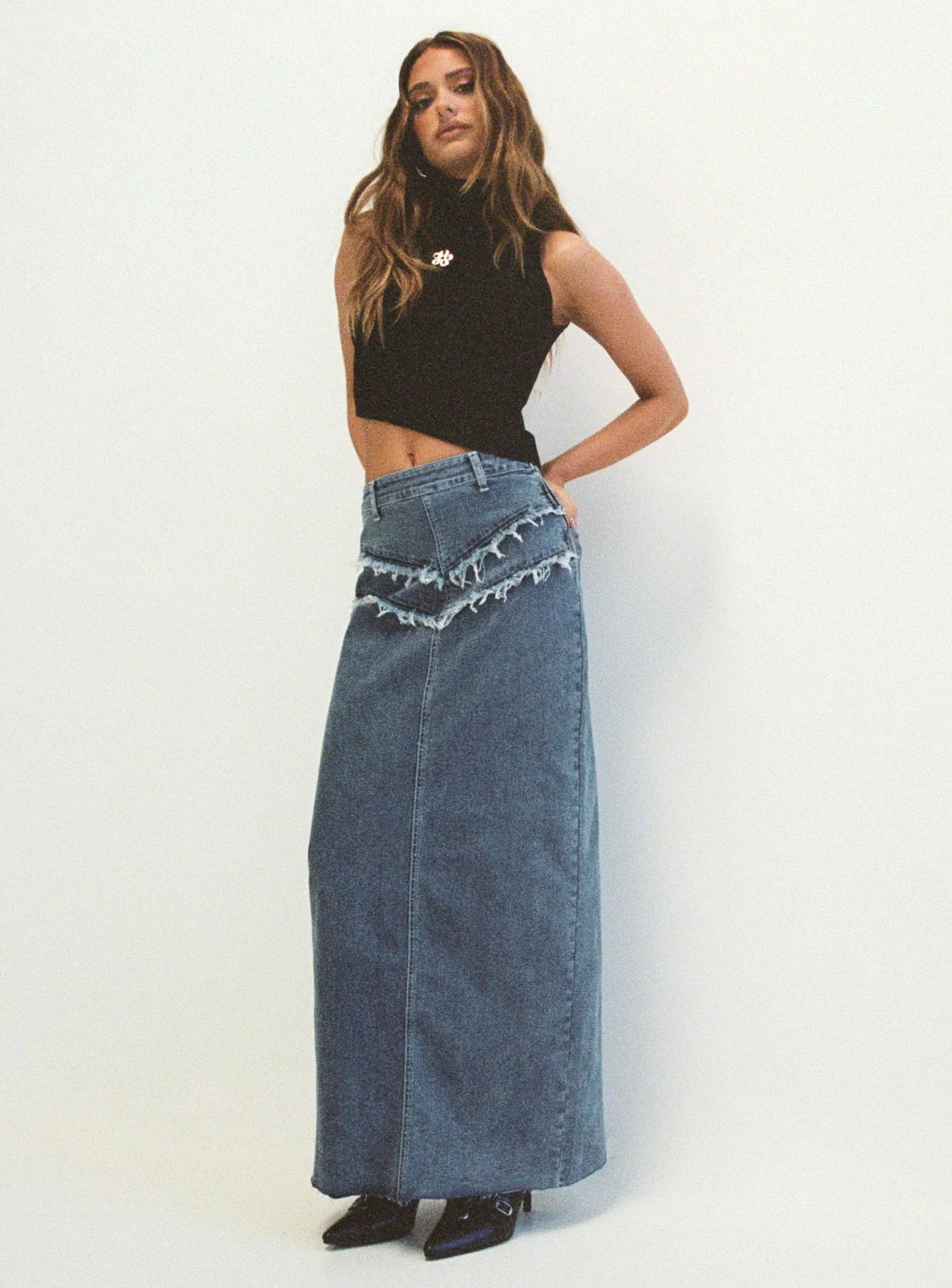 Lune Denim Maxi Skirt Blue | Princess Polly US