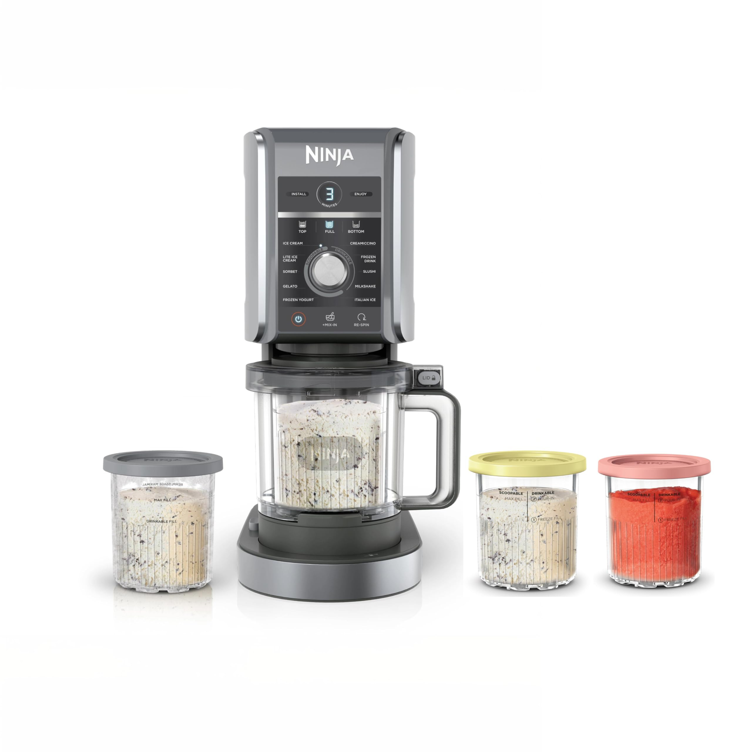 Ninja CREAMi Deluxe Ice Cream & Frozen Treat Maker, Includes (4) Family-Sized 24 oz. Tubs, for Ic... | Amazon (US)