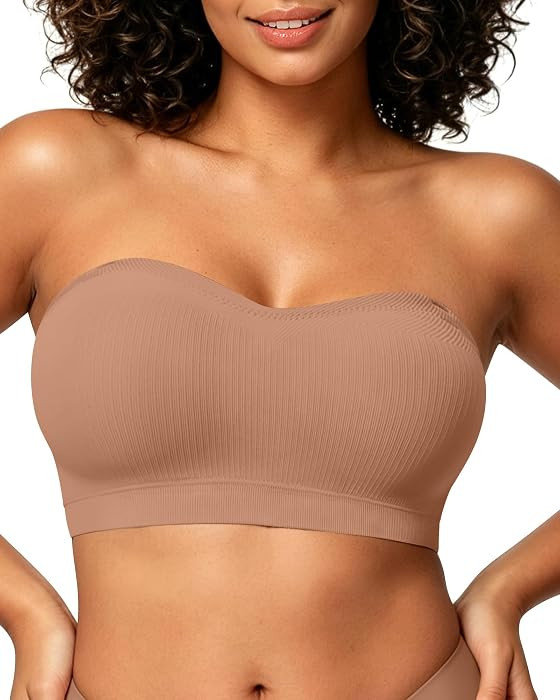 OEAK Womens Push Up Strapless Bras Wireless Bandeau Plus Size Seamless Bra | Amazon (US)