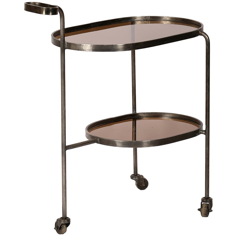 Renwil Niagara Glass Bar Cart in Smoke and Black Nickel | Walmart (US)