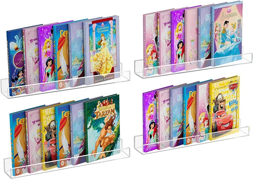 NIUBEE 24" Premium Acrylic Floating Nursery Kids Bookshelf Wall Ledge Shelf, Clear Invisible Spic... | Amazon (US)