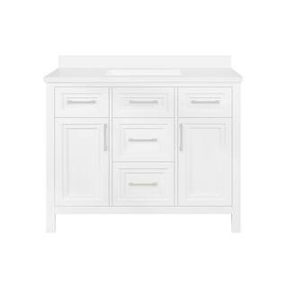 OVE Decors Laney 42 in. W Bath Vanity in White with Engineered Stone Vanity Top in White and Whit... | The Home Depot