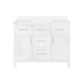 OVE Decors Laney 42 in. W Bath Vanity in White with Engineered Stone Vanity Top in White and Whit... | The Home Depot