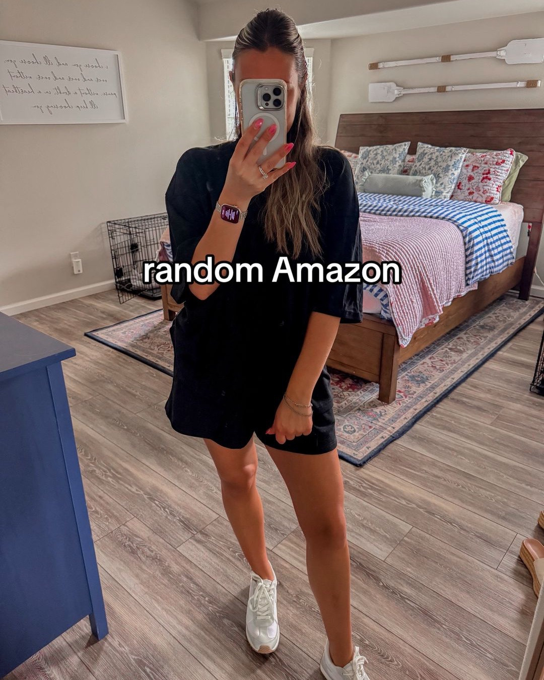April finds 👀 

• viral house dress (black + brown) — wearing size M, true to size. adjustable low back with ties so you can control how open it is without changing the front fit. super lightweight, breathable, and perfect for summer at home or throwing on to run out. tried a few versions and this one is my favorite.

• black matching set — clean girl vibe, comes in tons of colors. wearing size L but would recommend sizing up 1–2 sizes if you want a more relaxed / oversized fit. shorts run a little snug if you like extra room like I do.

• gingham top (Madewell dupe) — wearing size M, true to size. such a good elevated basic, easy to dress up or wear casual with jeans or shorts.

• lightweight pants (cream + gray) — both in size M, true to size. perfect spring to summer staple, easy, breathable, and go with everything.

everything is affordable, easy to mix and match, and actually wearable for real life 👏🏼