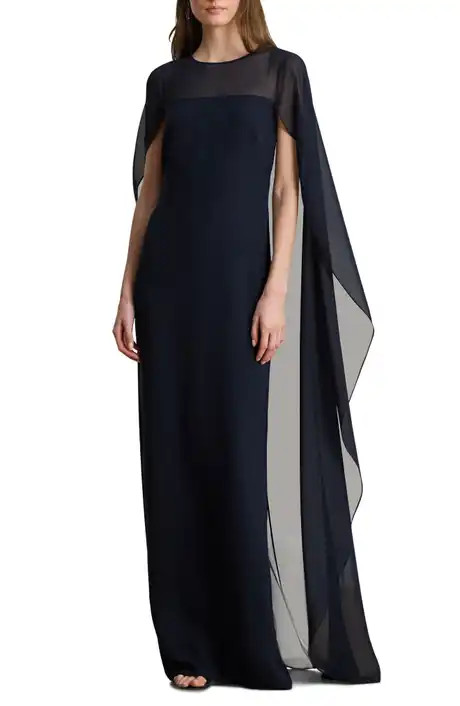 Lauren Ralph Lauren Drape Sleeve Cape Gown (Women) | Nordstrom | Nordstrom
