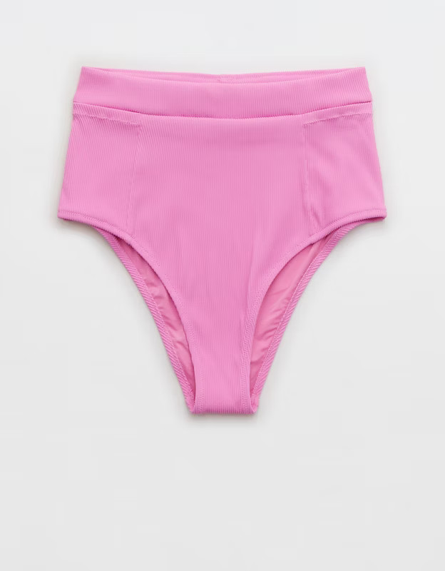 Aerie Ribbed Pocket High Waisted Cheeky Bikini Bottom | American Eagle Outfitters (US & CA)