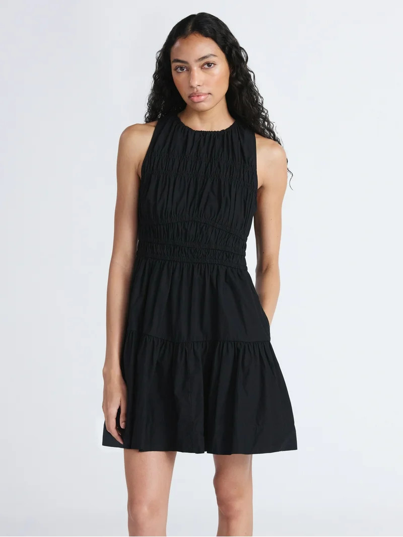 Free Assembly Women's Sleeveless Smocked Cotton Mini Dress with Back Tie, Sizes XS-XXL - Walmart.... | Walmart (US)