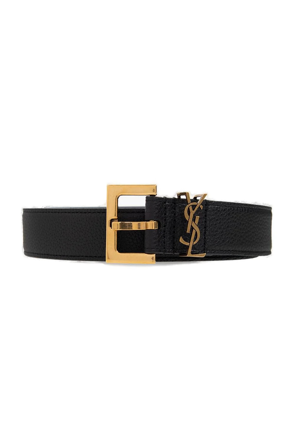 Saint Laurent Cassandre Logo Plaque Belt | Cettire Global