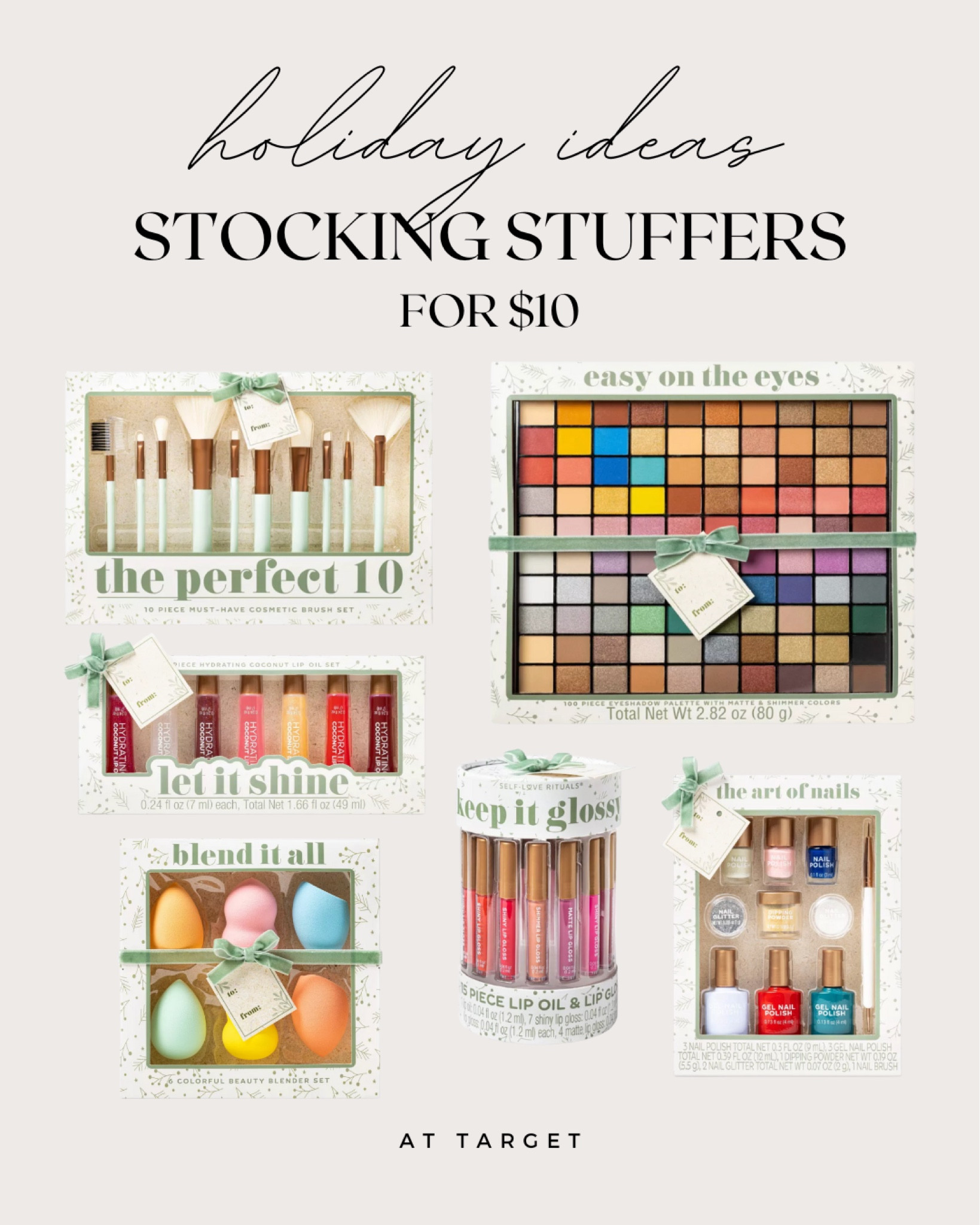 Stocking stuff ideas for $10 at Target! 🎯 All are makeup + beauty sets 😍

stocking stuffers | for her | makeup | beauty | nails | gift ideas | Christmas 

#LTKGiftGuide #LTKSeasonal #LTKHoliday