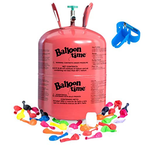 Helium Tank for Balloons At Home, 14.9 Cu Ft Helium Balloon Pump Kit with 50 Assorted Latex Balloons, White Curling Ribbon and Wholesalehome Balloon Tie Tool | Amazon (US)