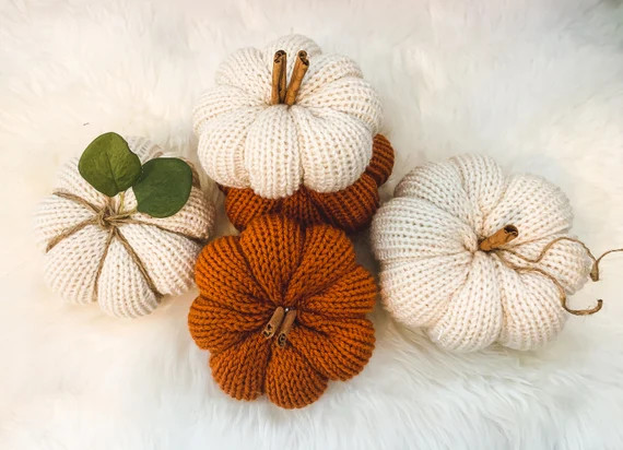 Fall Home Decor Pumpkin decor Knit Pumpkins Medium | Etsy | Etsy (US)