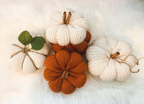 Fall Home Decor Pumpkin decor Knit Pumpkins Medium | Etsy | Etsy (US)