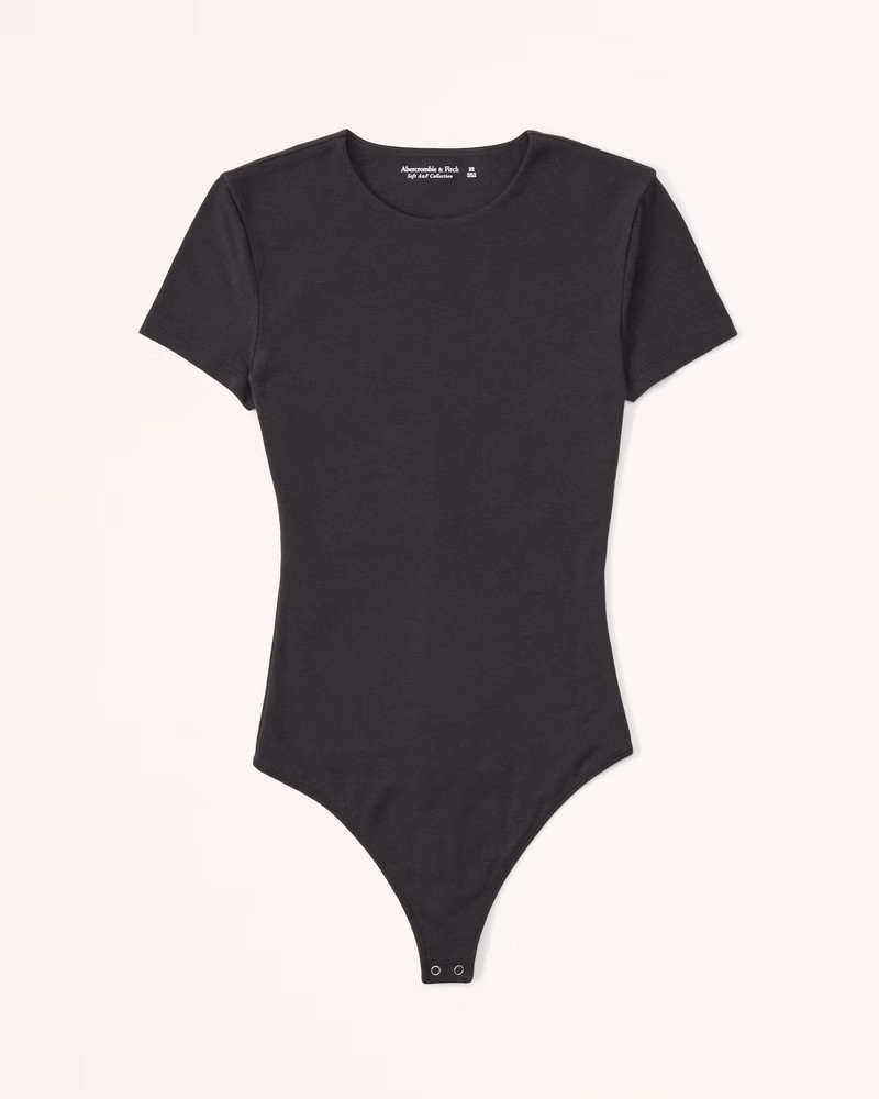 Short-Sleeve Cotton-Blend Seamless Fabric Crew Bodysuit | Abercrombie & Fitch (US)