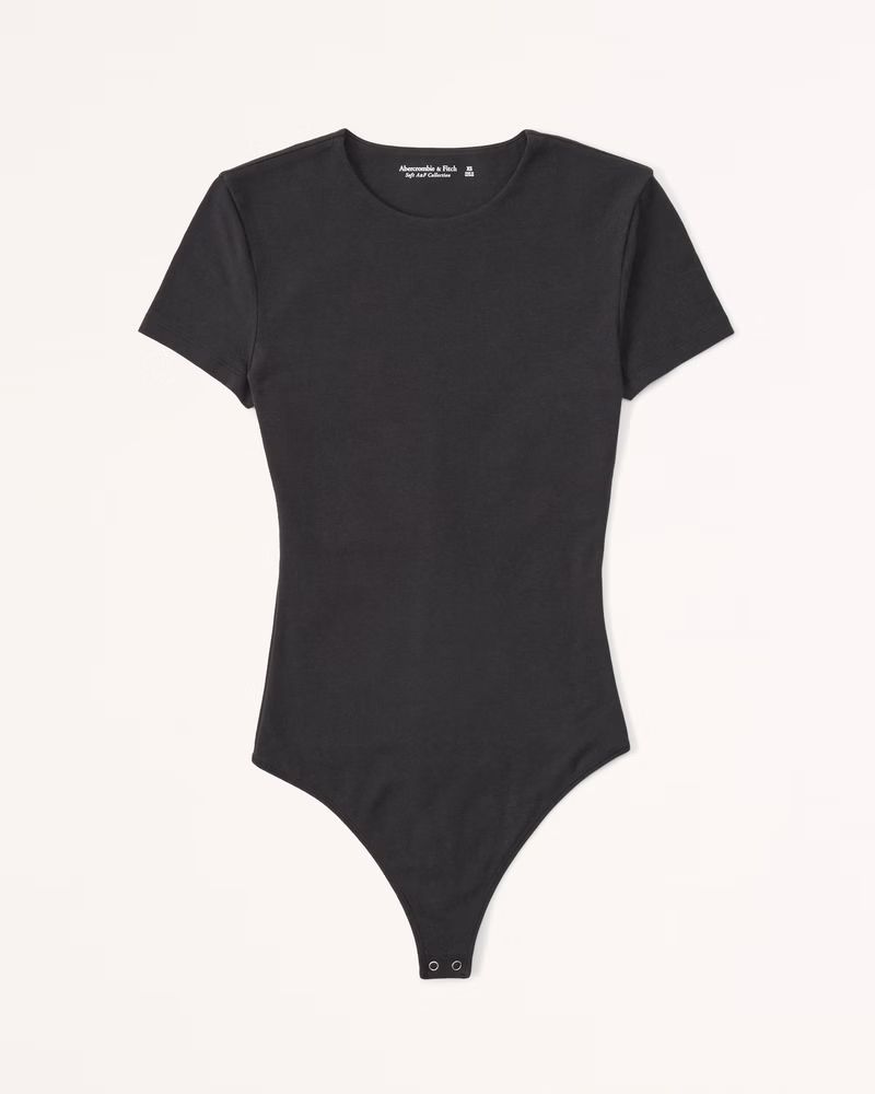 Women's Short-Sleeve Cotton-Blend Seamless Fabric Crew Bodysuit | Women's Tops | Abercrombie.com | Abercrombie & Fitch (US)