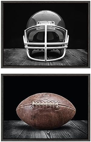 Kate and Laurel Sylvie Vintage Football Helmet on Black and Vintage Football on Black Framed Canv... | Amazon (US)