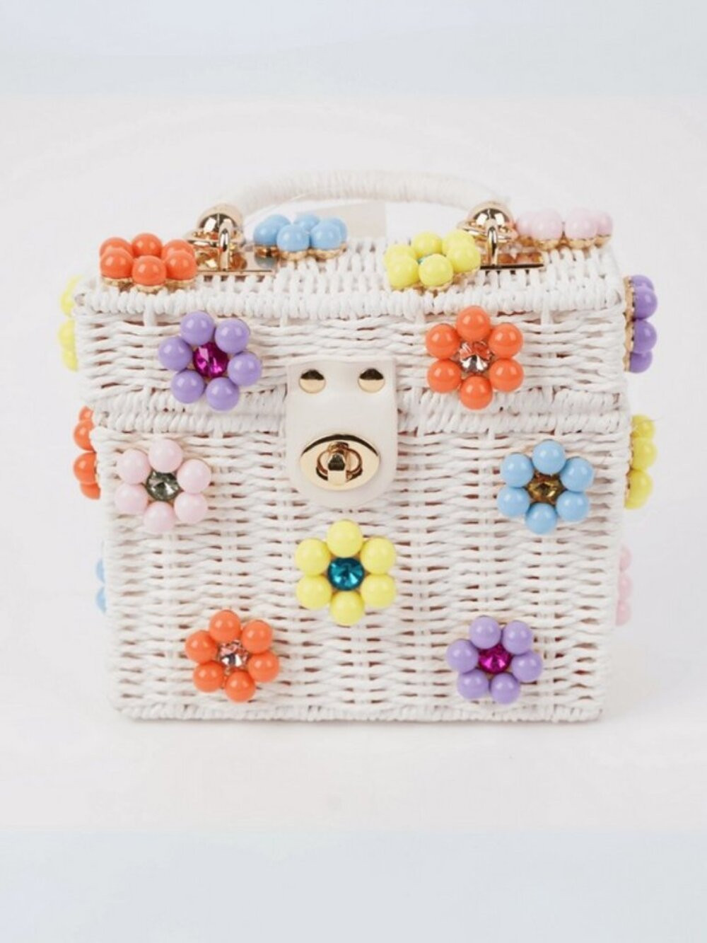 Daisy Embellished Straw Bucket Bag | Rattan Flower Box Purse by Jenna Lee | Poshmark