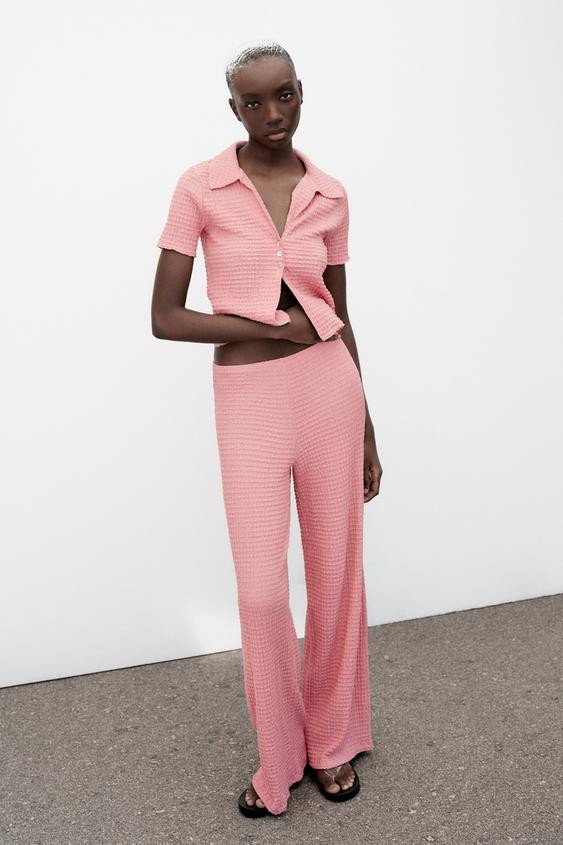 TEXTURED STRAIGHT LEG PANTS | Zara Canada