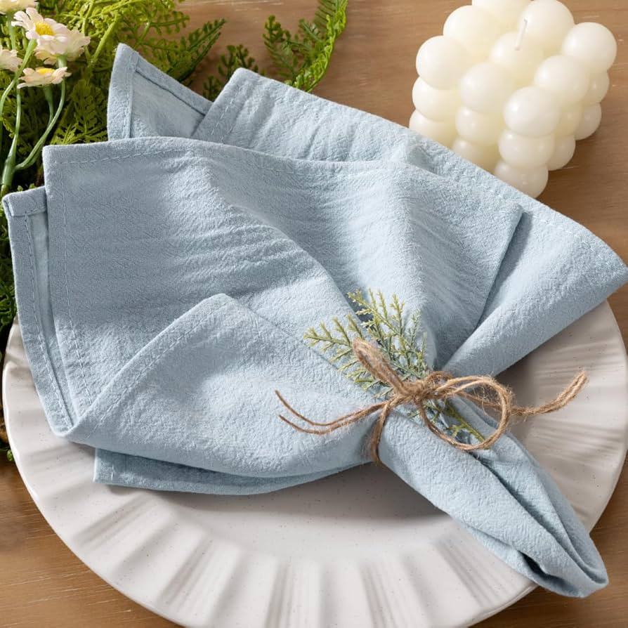 Socomi Cloth Napkins Grey Blue Fall Thanksgiving Washable Reusable Bulk Linen Cotton Napkins Set ... | Amazon (US)