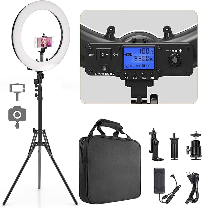 Pixel Ring Light, 19" Bi-Color LCD Display Ring Light with Stand, 55W 3000-5800K CRI\u226597 Ligh... | Amazon (US)