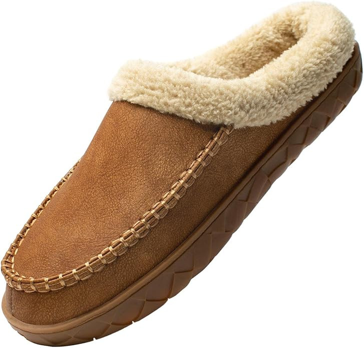 WOTTE Men's Moccasin Slippers Microsuede Fleece Fuzzy Lined Memory Foam House Shoes for Indoor Ou... | Amazon (US)