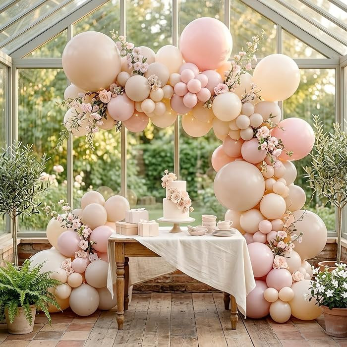 Baby in Bloom Balloon Arch Kit 136Pcs Dusty Pink Beige and Sand White Balloons for cielito lindo ... | Amazon (US)