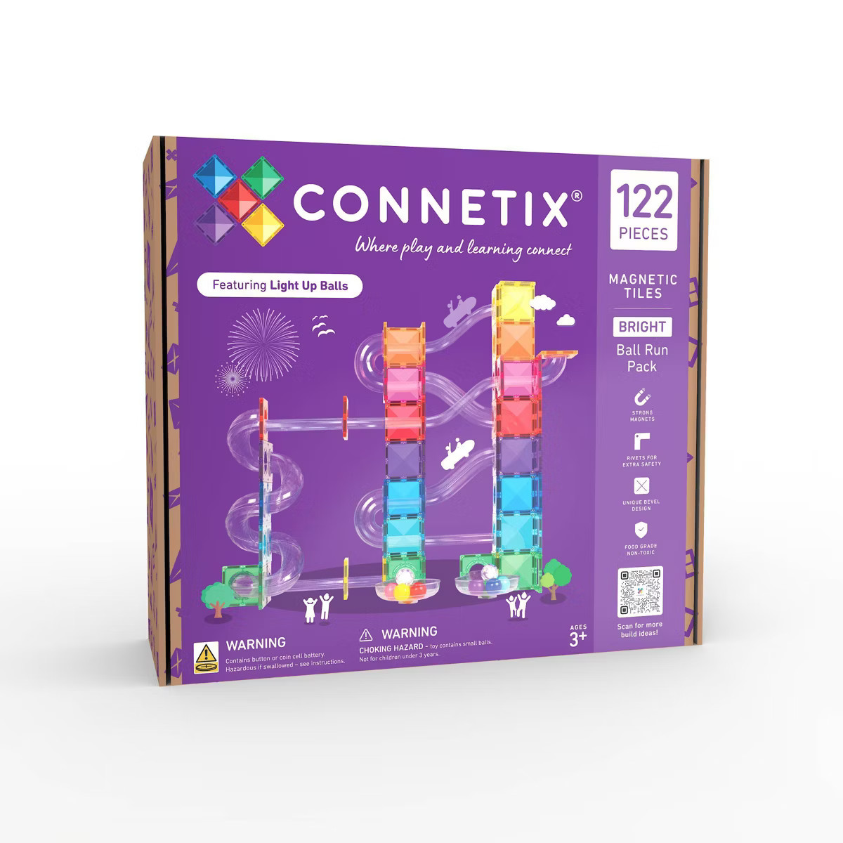 CONNETIX Magnetic Tiles Bright Ball Run Pack 122pc | Target