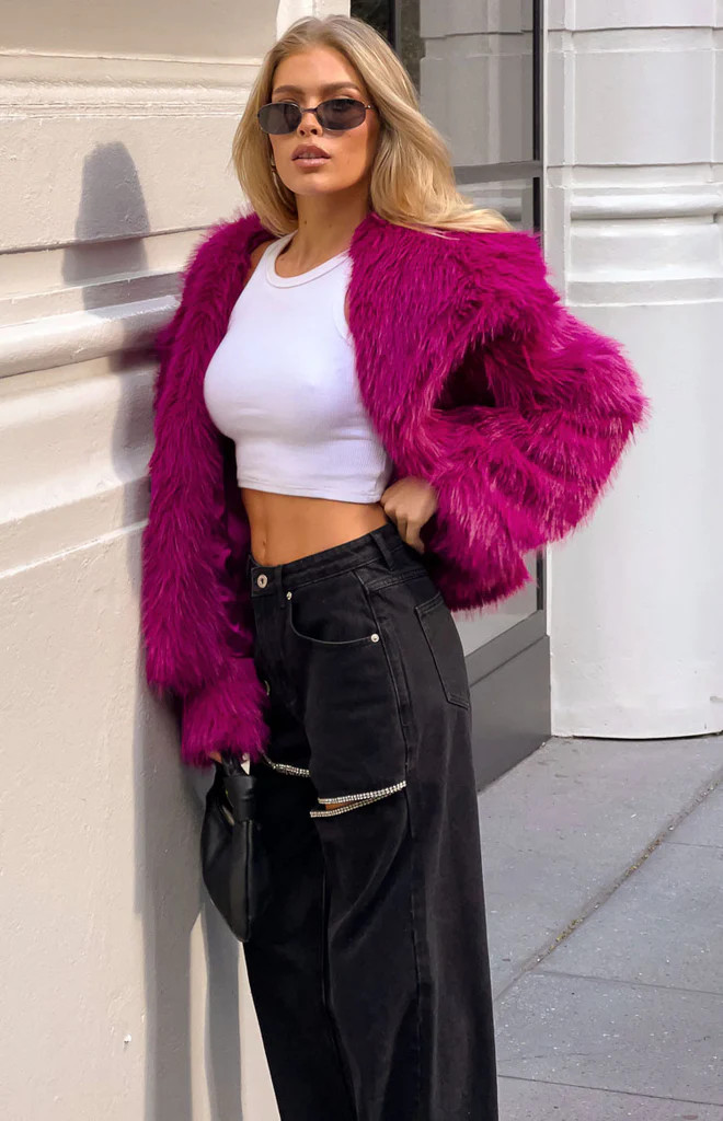 Sophie Purple Faux Fur Jacket | Beginning Boutique (AU)