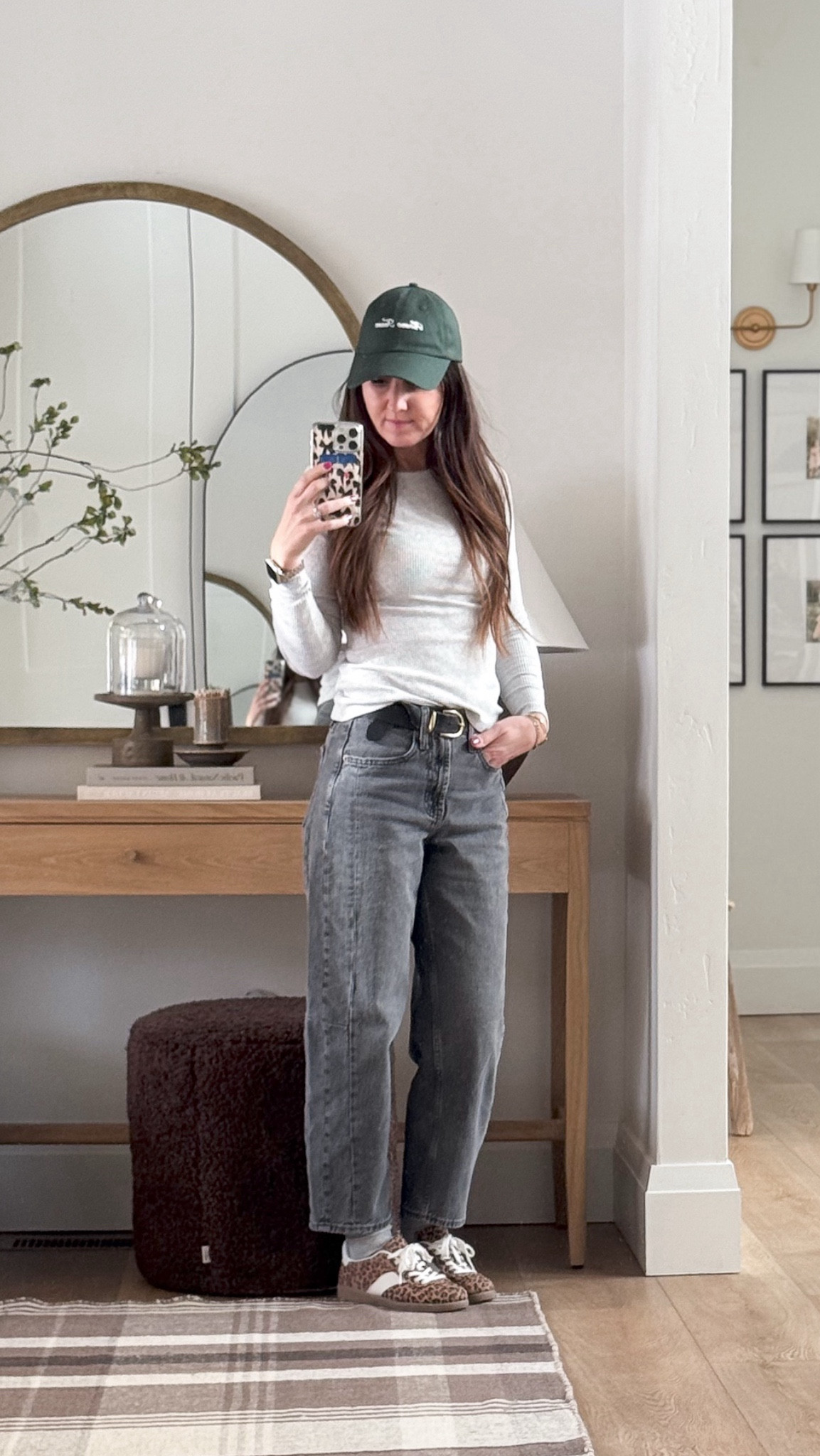 OOTD! I tried the barrel jeans from old navy & they are a yea for me. I bought them in 3 washes. Definitely not for tall girlies, I’m 5’4 & I do wish they were a hair longer, but the fit is 👌 

Denim, jeans, barrel jeans, old navy, Abercrombie, hat, mcgee and co, studio McGee, rug, entry table, arched mirror, wall sconce 

#LTKHome #LTKStyleTip #LTKFindsUnder50