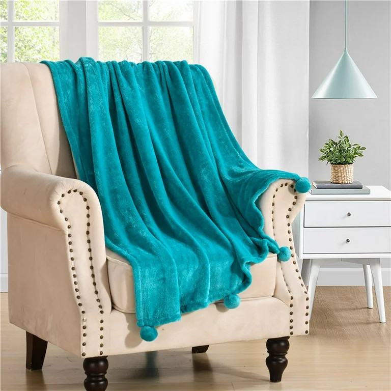 Mainstays Pom Throw Teal Sachet, 50"x70" | Walmart (US)