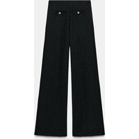 Zara - Bouclé Metallic Thread Trousers In Black Ecru - S - Woman | Zara UK