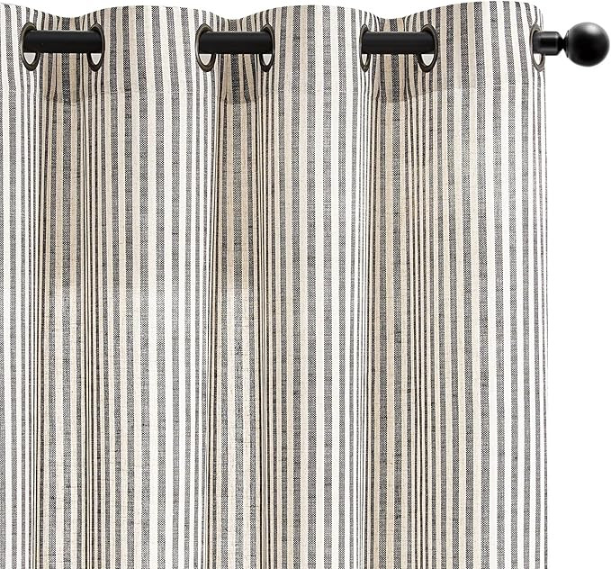 Vangao Linen Striped Curtains for Living Room Bedroom Farmhouse Tickingstripe Light Filtering Win... | Amazon (US)