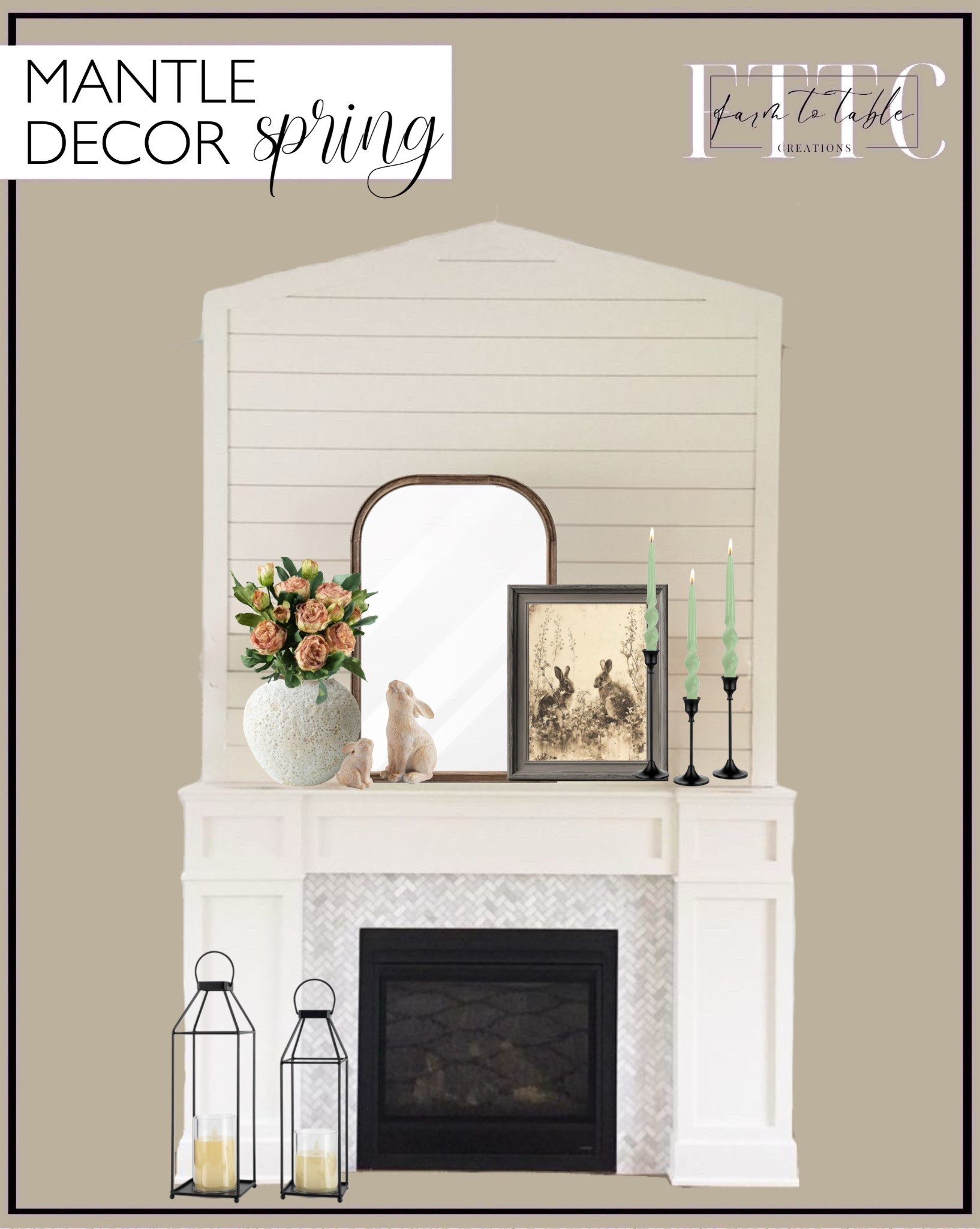 Mantle Spring Decor. Follow @farmtotablecreations on Instagram for more inspiration.

Spring Wall Art. Bunny Figurines. Vintage Faux Peonies. Ceramic Vase. Black Candlesticks. Twisted Taper Candles. Decorative Lanterns. Round Arched Mirror.

Mantle Decor | Fireplace Decor | Living Room | Entryway Decor | Bedroom Furniture | nightstands | Home Decor| Fireplace Decor | Spring Refresh |  Bedroom Finds | Neutral Stems | Spring Stems | Bookshelf Decor | Bedroom Space | Cozy  Corner | Bathroom | Curated Entryway | Spring  Decor | End of Year Clearance | Trending Decor | Viral Decor  | Coffee Table Decor | Neutral Decor | Stem Sale | Target Finds | Skinny Bench | Bedroom | Living Room | Breakfast Nook | Amazon Home | Target Sale | Loloi Rugs | Magnolia Home | console table | console table styling | faux stems | entryway space | front porch decor | neutral decor | entryway decor | cozy home | affordable decor |  home decor | home inspiration | console styling | entryway rug | cozy moody home | moody home decor | neutral home | bathroom decor | living room | spring decor | Hearth & Hand | Studio McGee | 2025 Home Trends | trending home | Crate&Barrel 




#LTKSaleAlert #LTKHome #LTKFindsUnder50