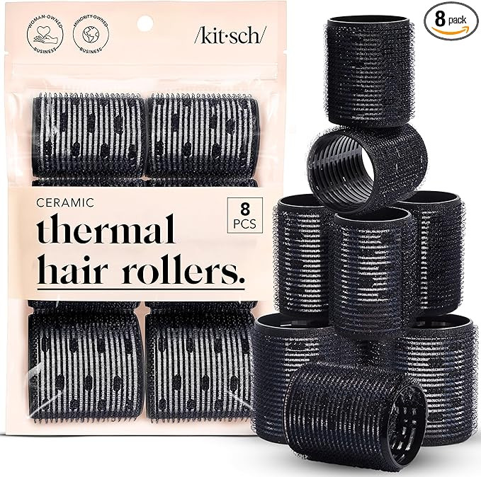 Kitsch Ceramic Thermal Hair Rollers Set 8pcs - Hair Curlers Rollers for Perfect Curls, Hot Roller... | Amazon (UK)
