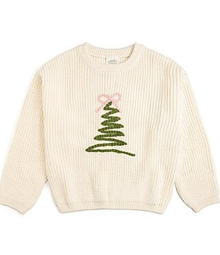 Sweet Wink Little Girls Long Sleeve Coquette Christmas Tree Knit Sweater - 5/6 | Dillard's