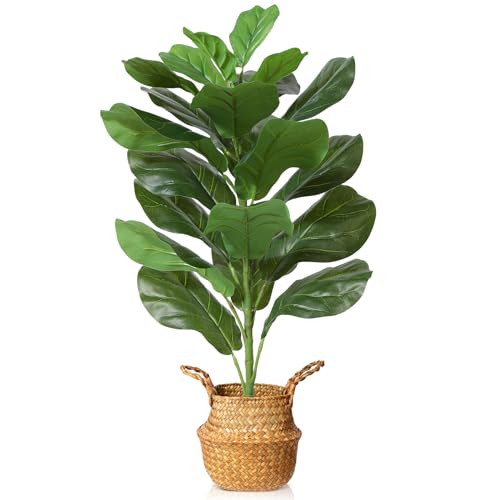 MOSADE Artificial Fiddle Leaf Fig Tree 30Inch Fake Potted Ficus Lyrata Plant with Handmade Seagrass Basket, Perfect Faux Plants Home Décor for Indoor Outdoor Office Porch Balcony Bedroom Bathroom Gift | Amazon (CA)