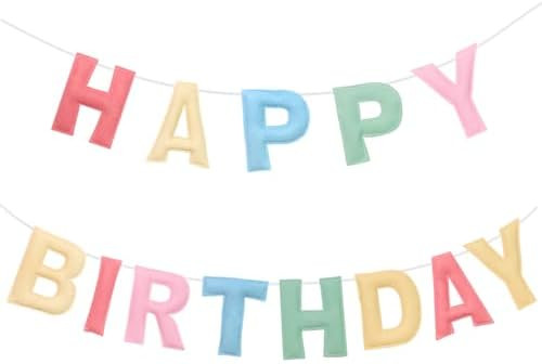 Felt Happy Birthday Banner, Pre-Strung 3D Birthday Rainbow Garland, Reusable Decorations Sign, Ha... | Amazon (US)