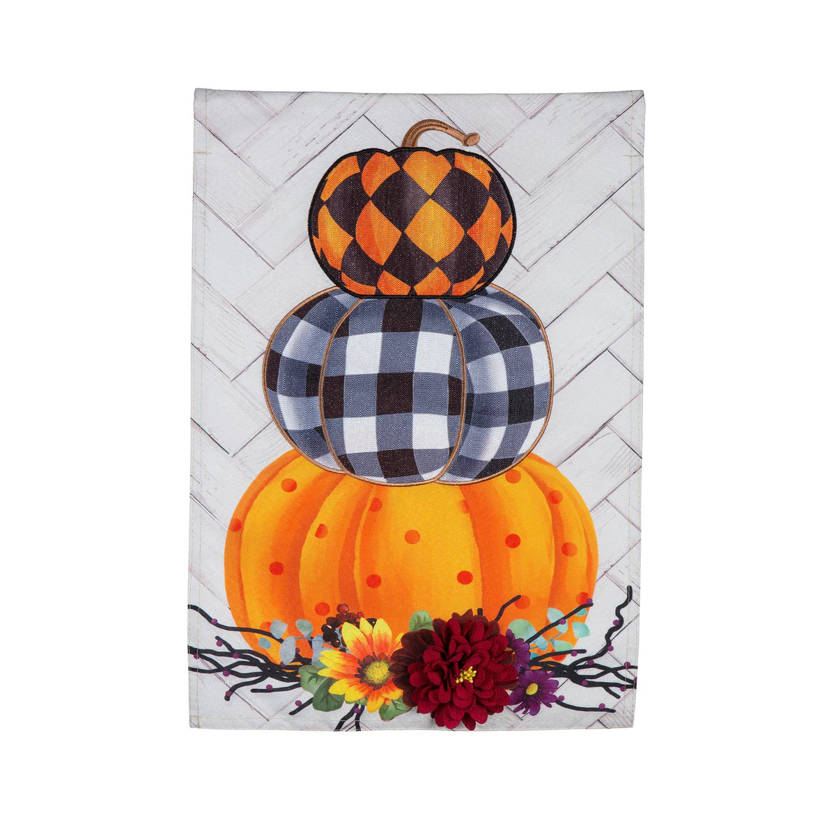 Haunted Stacked Pumpkins Linen Garden Flag | My Evergreen