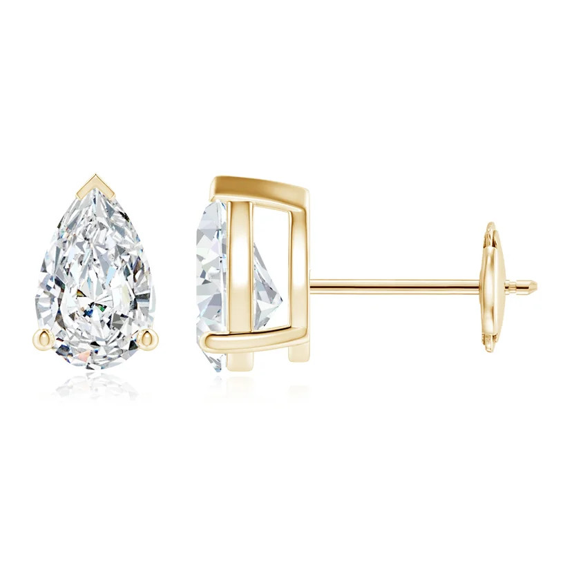 Lab-Grown Pear-Shaped Diamond Solitaire Stud Earrings | Angara Inc.