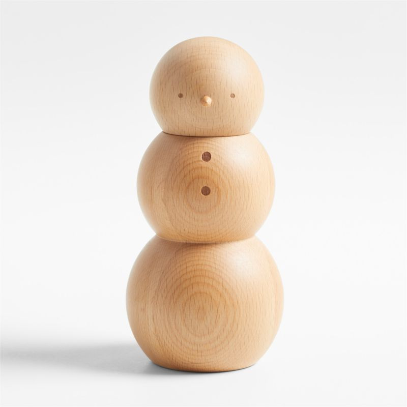 Wood Snowman Salt Mill Grinder + Reviews | Crate & Barrel | Crate & Barrel