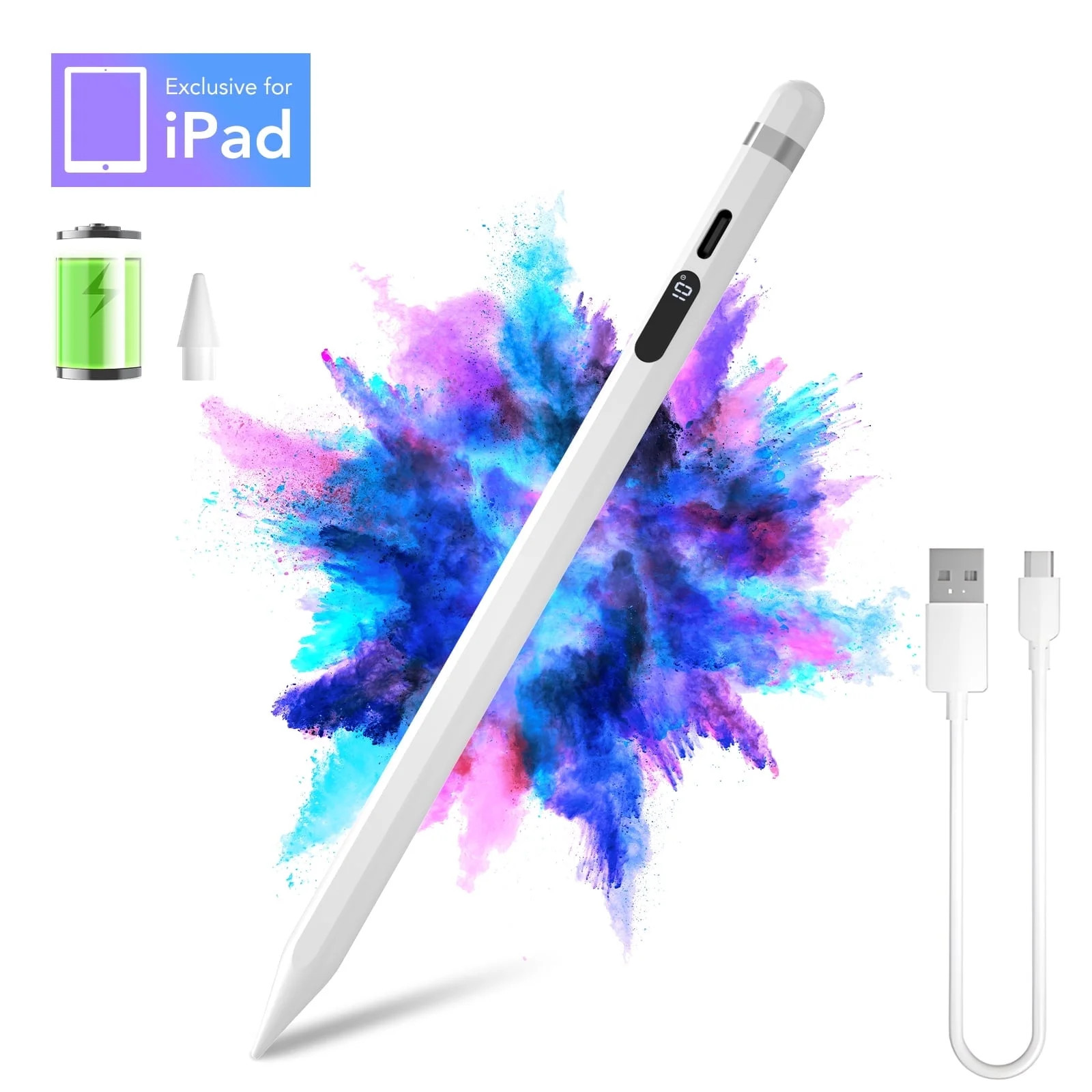 Stylus Pen for iPad 2018-2025, Faster Charge, LED Display, Tilt Sensitivity, Pixel Precision, Sty... | Walmart (US)