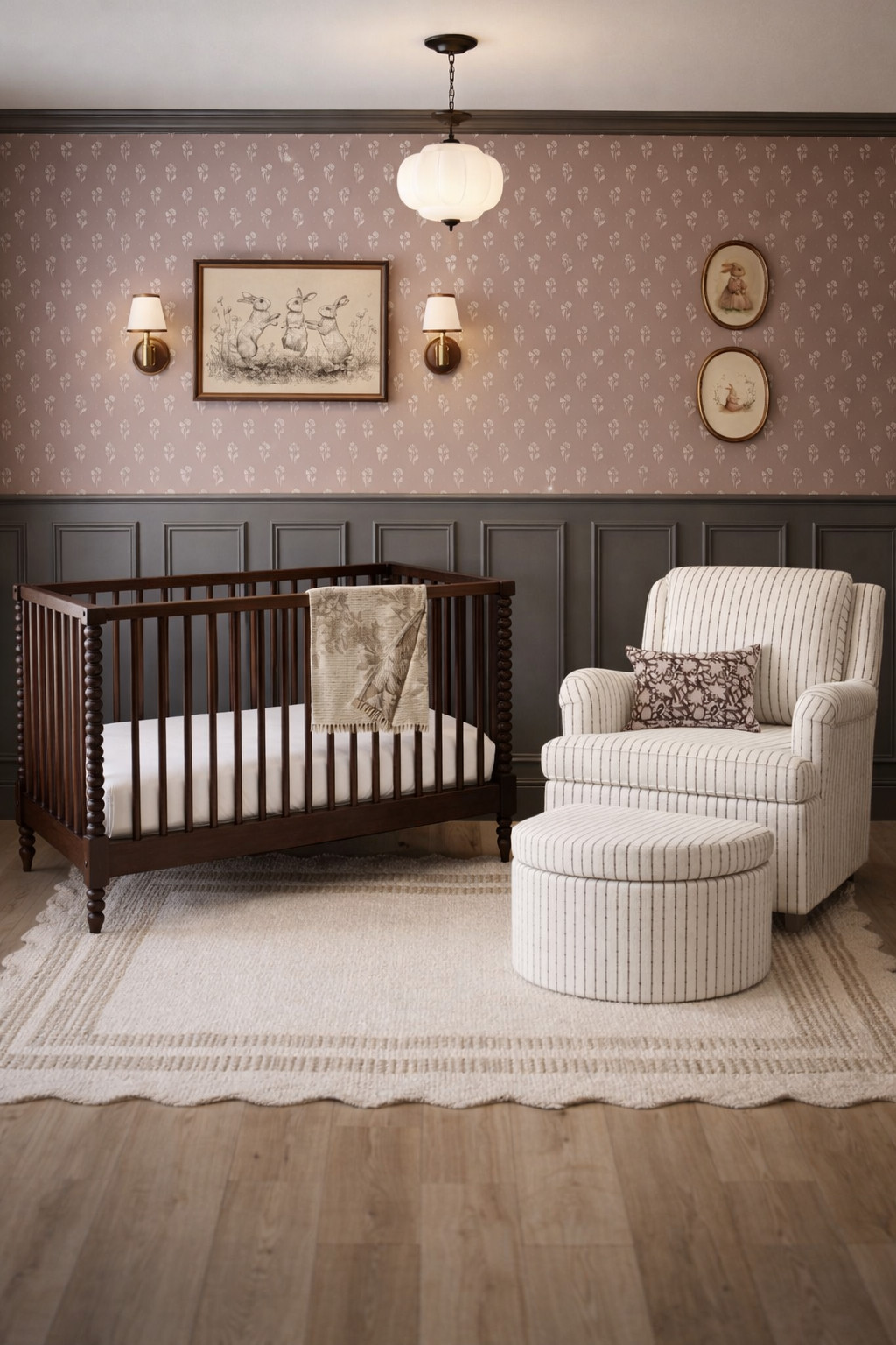 Soft, timeless, and quietly storybook 🤍 A nursery layered with gentle florals, warm wood tones, and vintage inspired details designed to feel calm, cozy, and collected from day one. A space meant for sweet moments, slow mornings, and the softest beginnings.

#nurserydesign #storybooknursery #vintagenursery #classicnursery #neutralnursery #cozynursery #nurseryinspo #nurserydecor #babyroominspo #heirloomstyle #cottagecorehome #romanticnursery #traditionalnursery #timelessdesign #softneutrals #vintageart #floralwallpaper #designinspo #homedecorinspo #interiorinspo #nurseryinspiration #motherhoodmoments #calmhome #collectedhome #annmarieco 

 