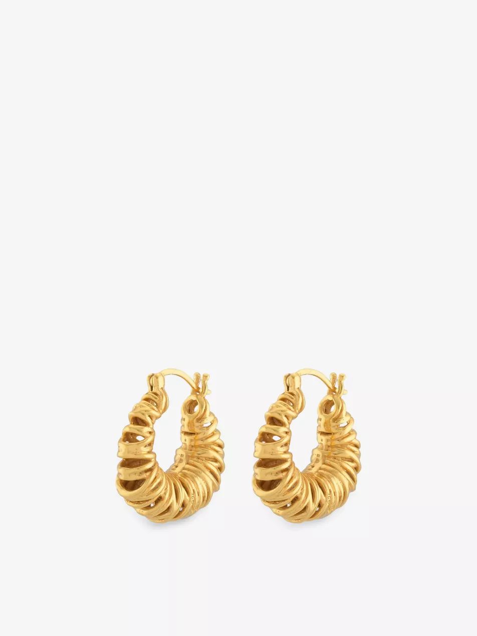 Biaritz Squiggle 22ct yellow gold-plated sterling silver hoop earrings | Selfridges
