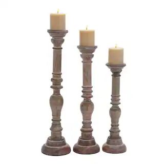 Brown Mango Wood Traditional Candle Holder Set | Michaels Stores