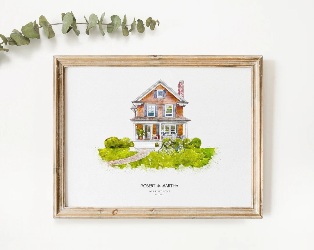 Personalised Watercolour House Portrait New Home Print Gift - Etsy | Etsy (US)