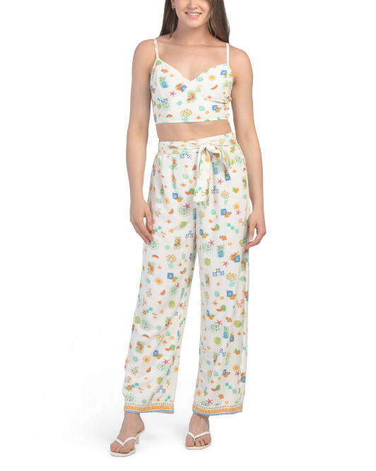 Whimsy Printed Top And Pants Set | TJ Maxx