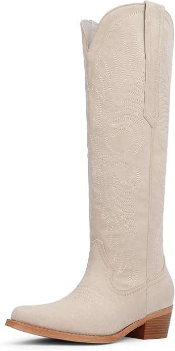 Cowboy Boots for Women Knee High Cowgirl Boots Embroidered Western Boots | Block Chunky Heel,Poin... | Amazon (US)