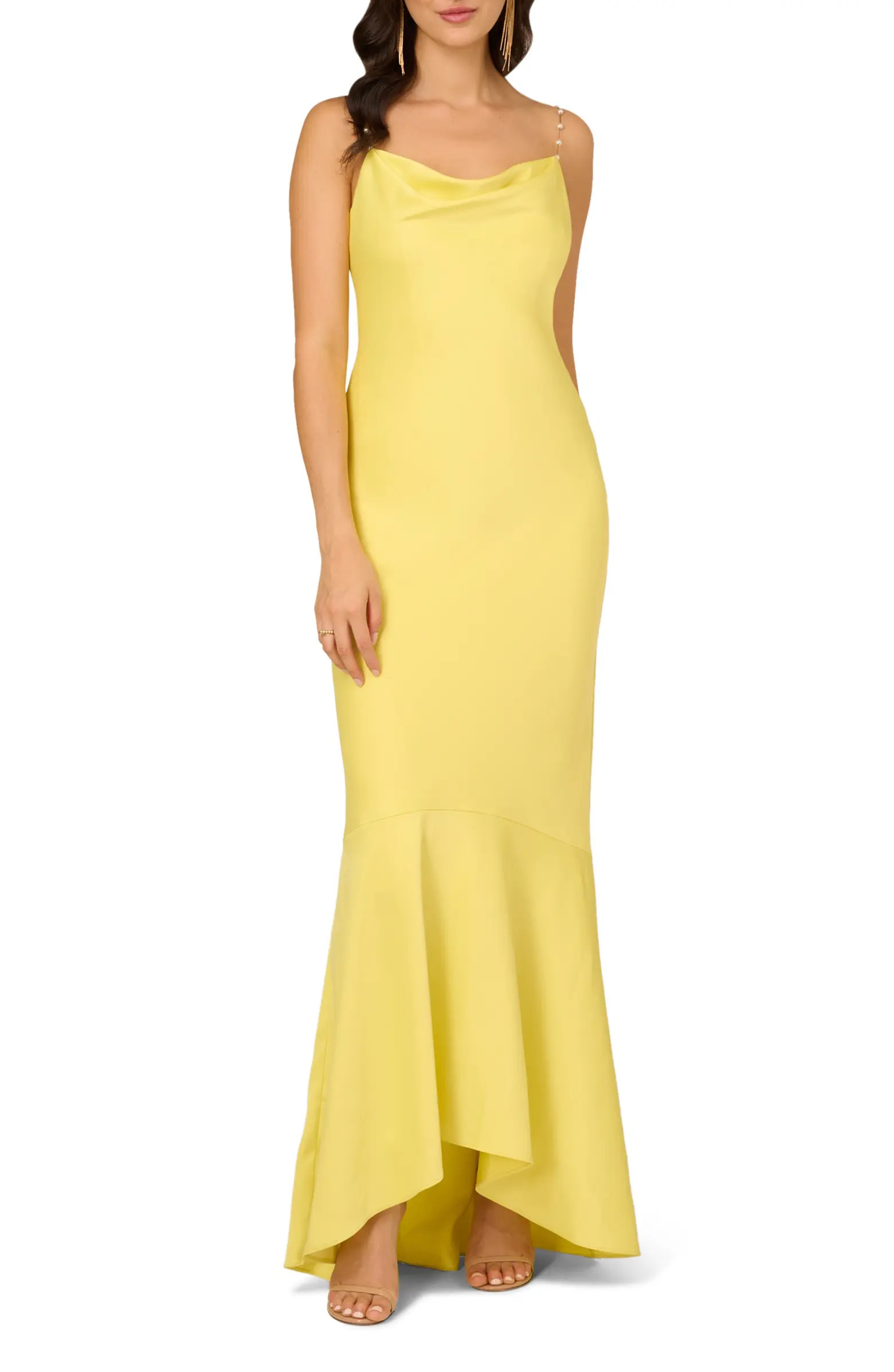 LIV FOSTER Stretch Satin High-Low Gown | Nordstrom | Nordstrom