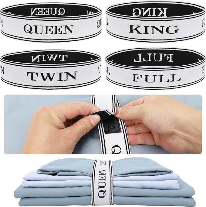 Bed Sheet Organizer Bands with Hook and Loop Adjustable Sheet Organizers and Storage Label Bands ... | Amazon (US)